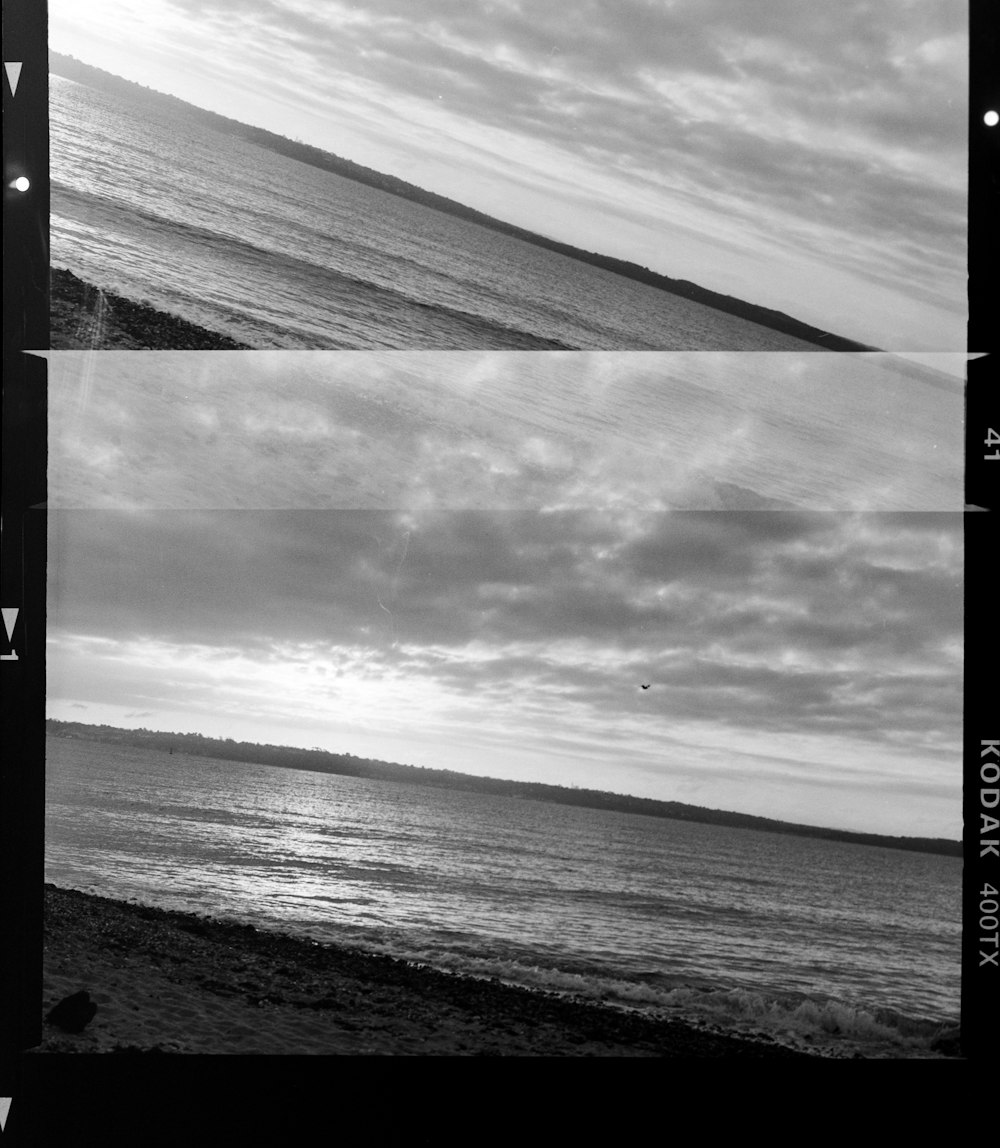 a black and white photo of the ocean