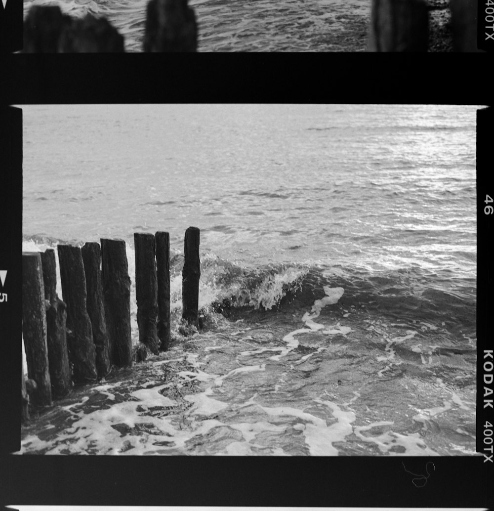 a black and white photo of a body of water