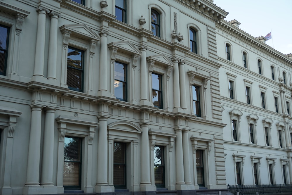 a large white building with many windows