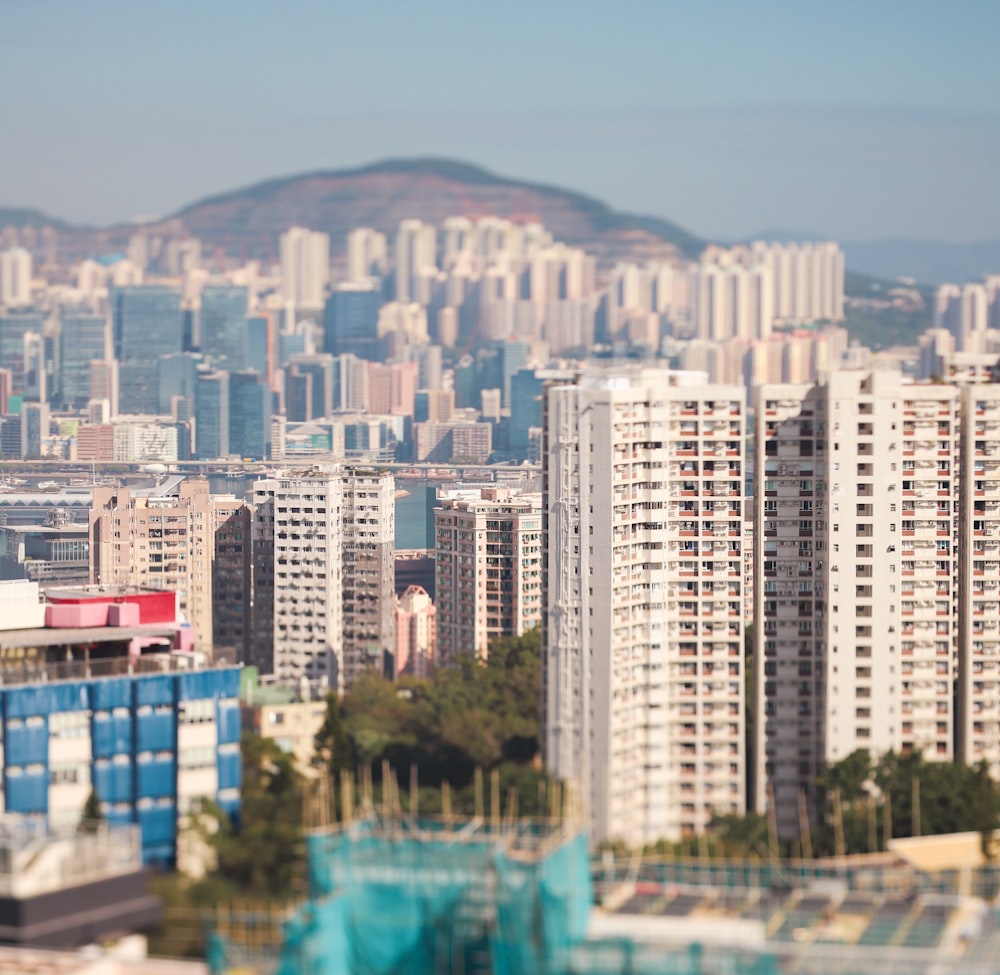 a view of a city with tall buildings