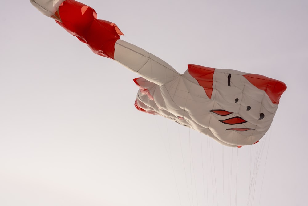 a kite flying in the sky with a face on it