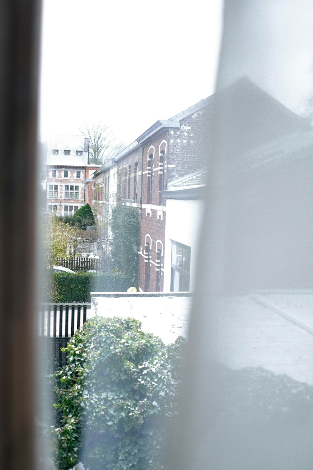 a view of a building through a window