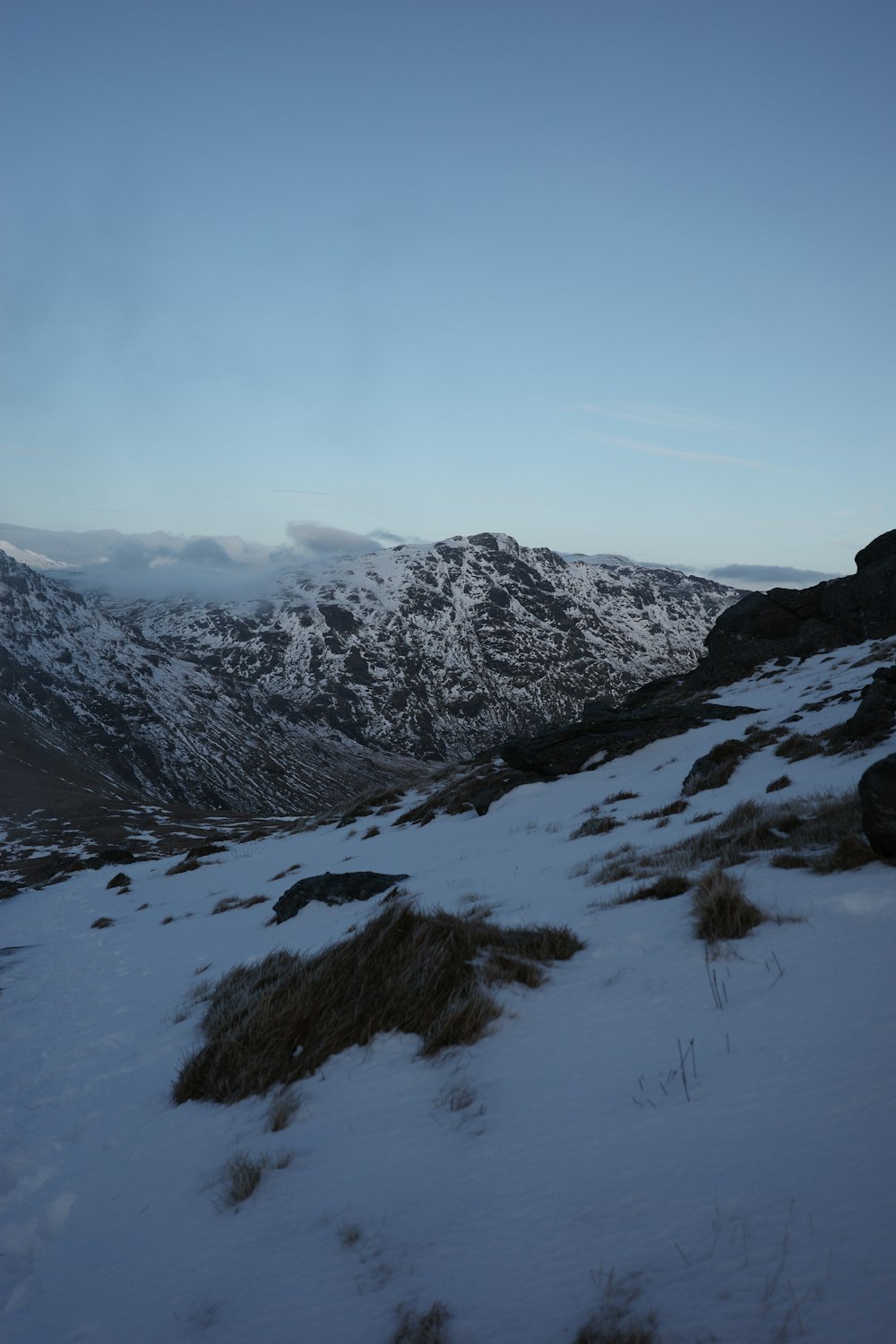 a snow covered mountain with a sky background