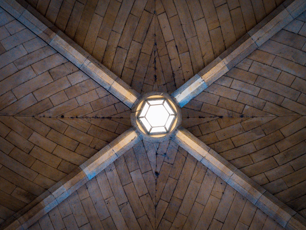 a view of the ceiling of a building