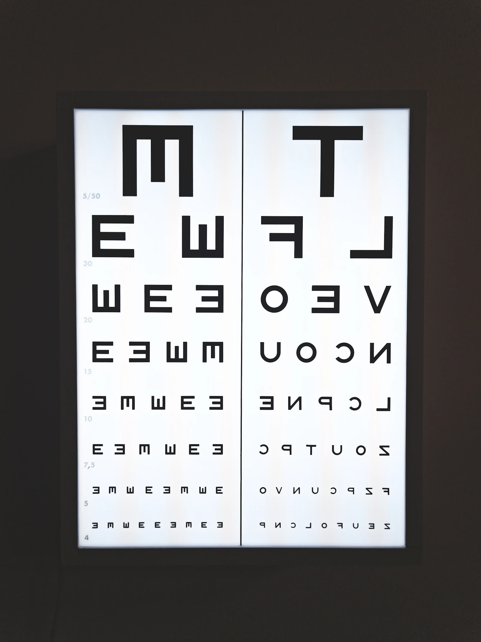 Eye examination chart