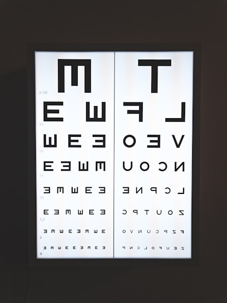 Eye chart on optometrist's office wall