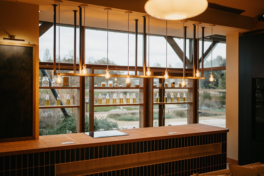 a bar with a lot of bottles on it