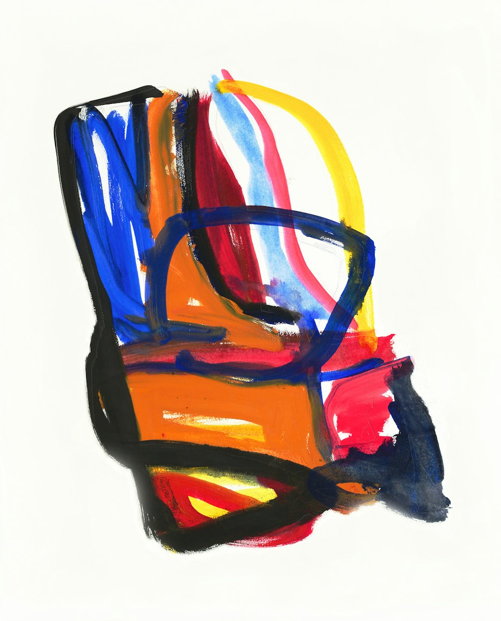 a painting of a chair with a white background