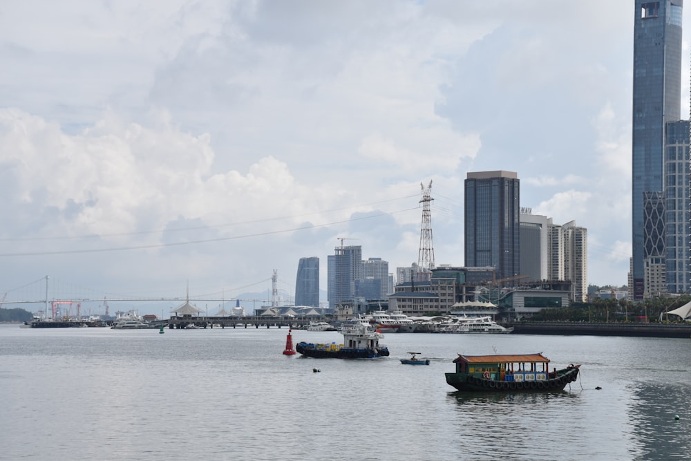 a body of water with boats floating on it