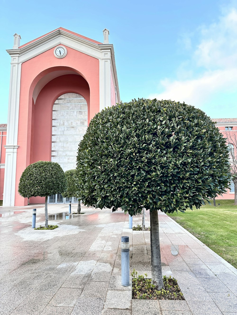 a building with a clock on the side of it