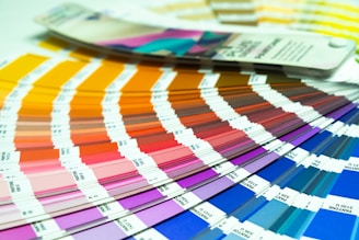 a close up of a pantone book with colors