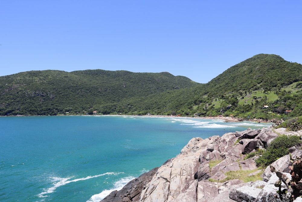 a large body of water surrounded by mountains