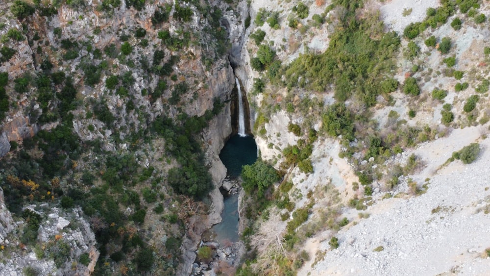 a view of a river in a canyon