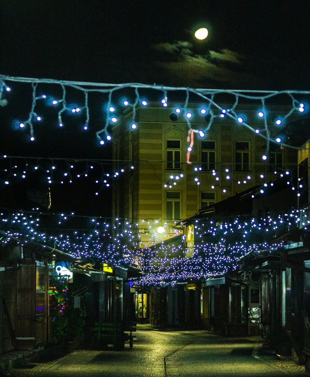 a street that has a bunch of lights on it