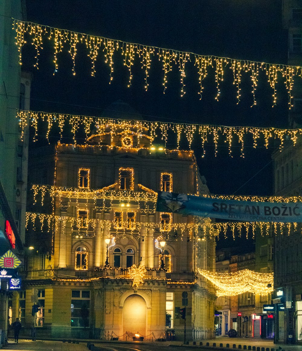 a large building with a lot of lights on it