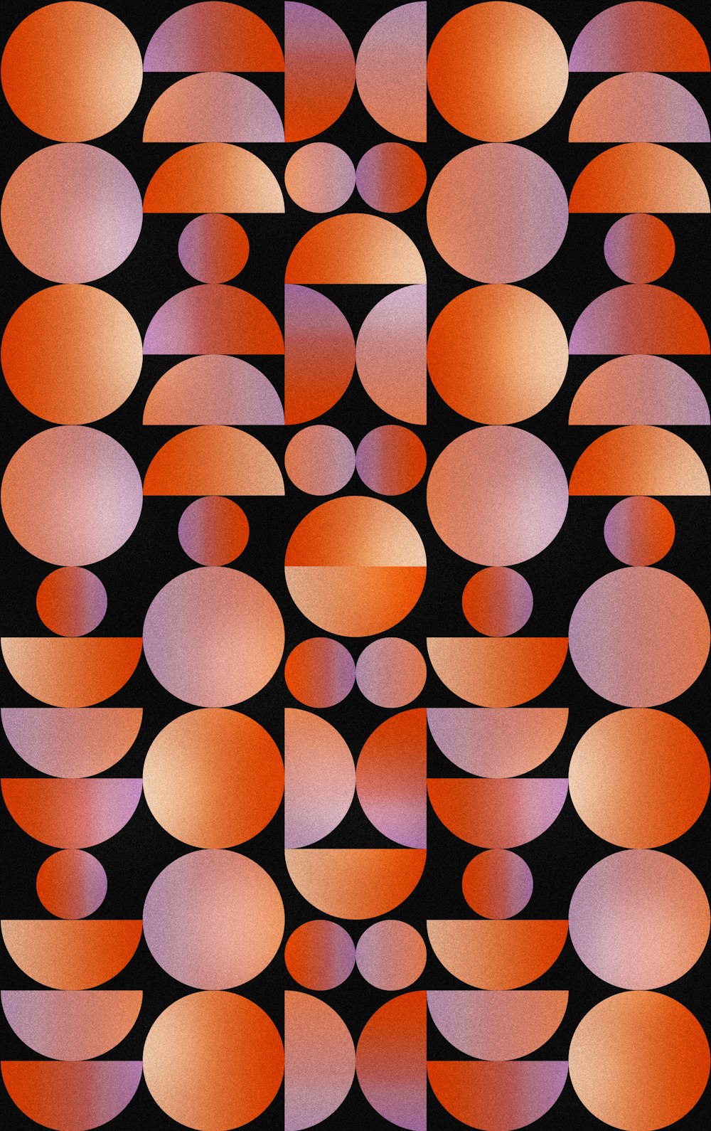 a black background with orange and purple circles