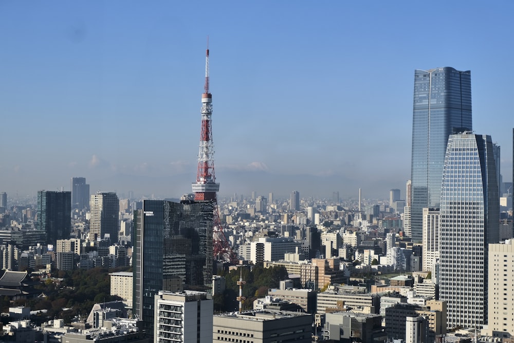 a view of a city with tall buildings