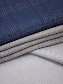 a close up of a blue and grey fabric