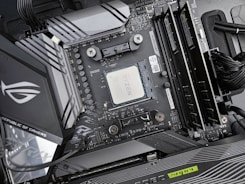 a close up of a computer motherboard