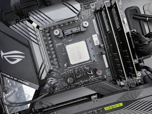 a close up of a computer motherboard