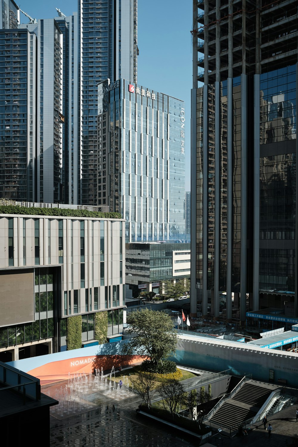 a view of a city from a high rise building