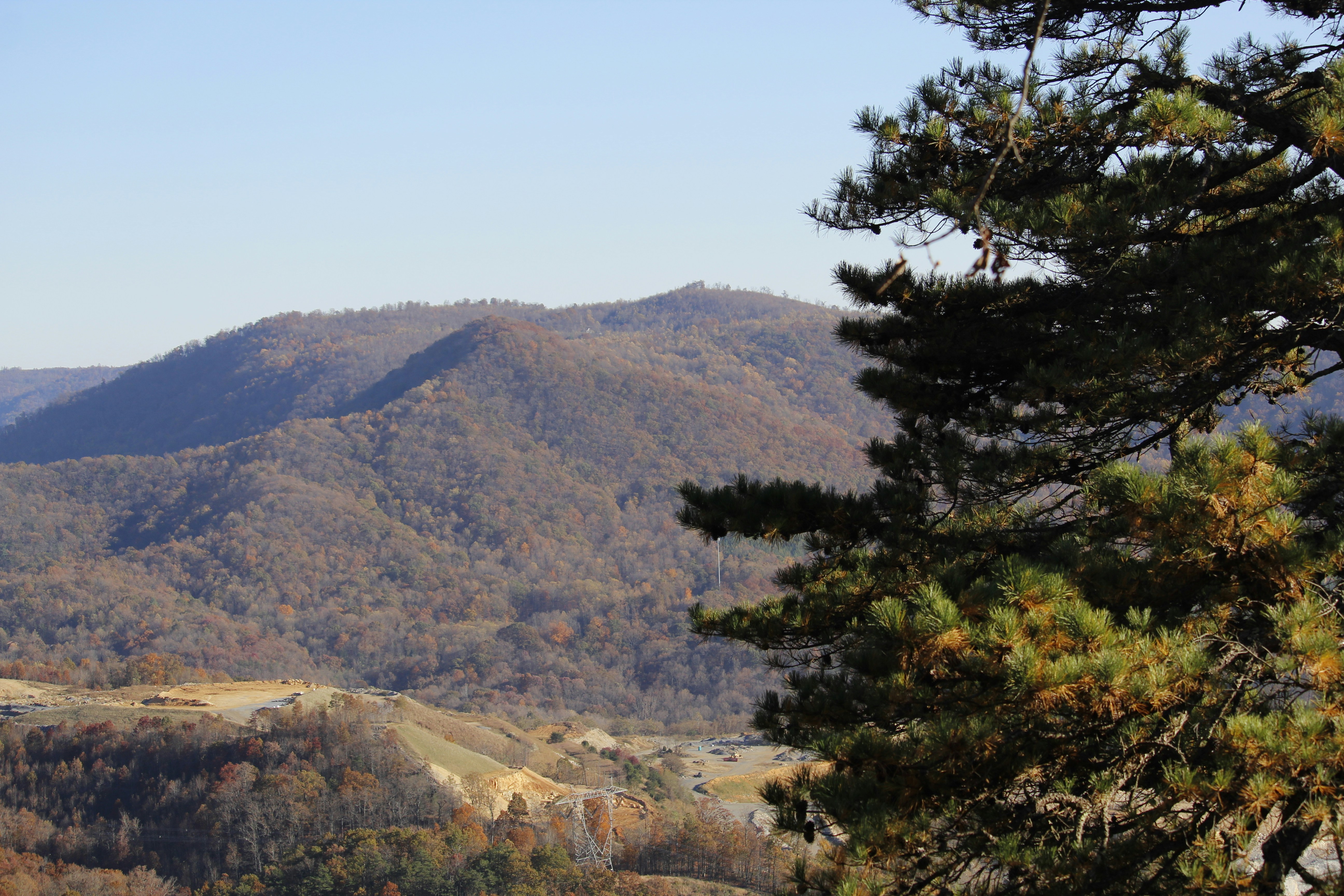 a view of the mountains from a distance