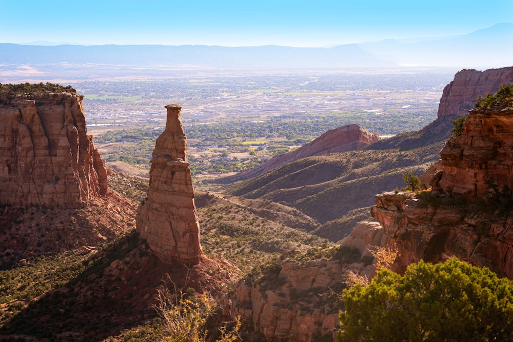 a view of a valley and mountains from a high point of view