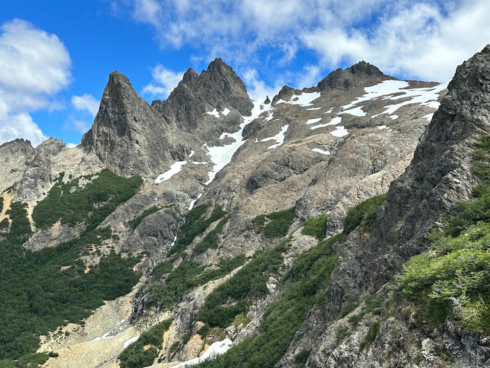 a group of mountains with snow on them