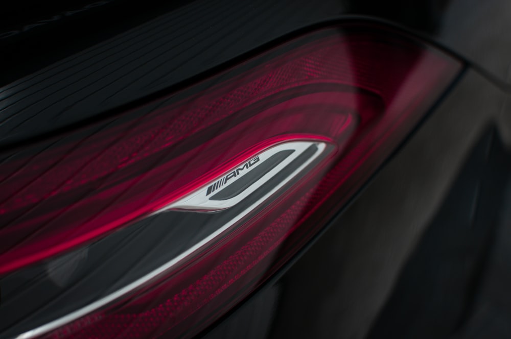 a close up of the tail light of a car