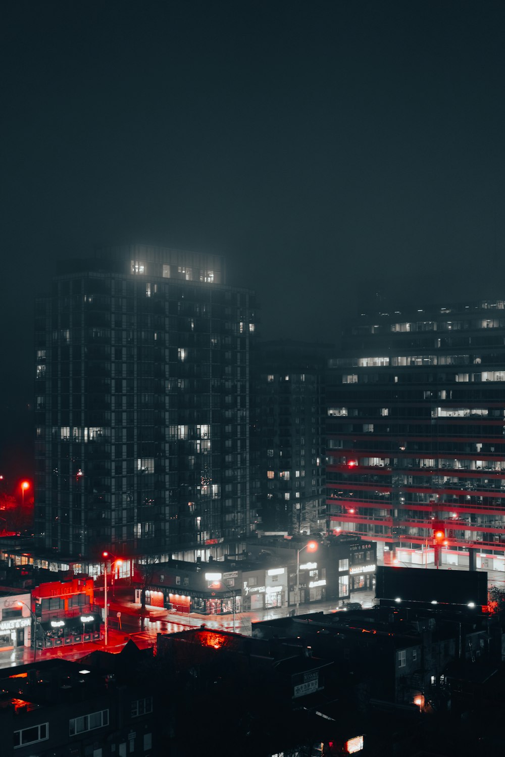 a view of a city at night from a high rise