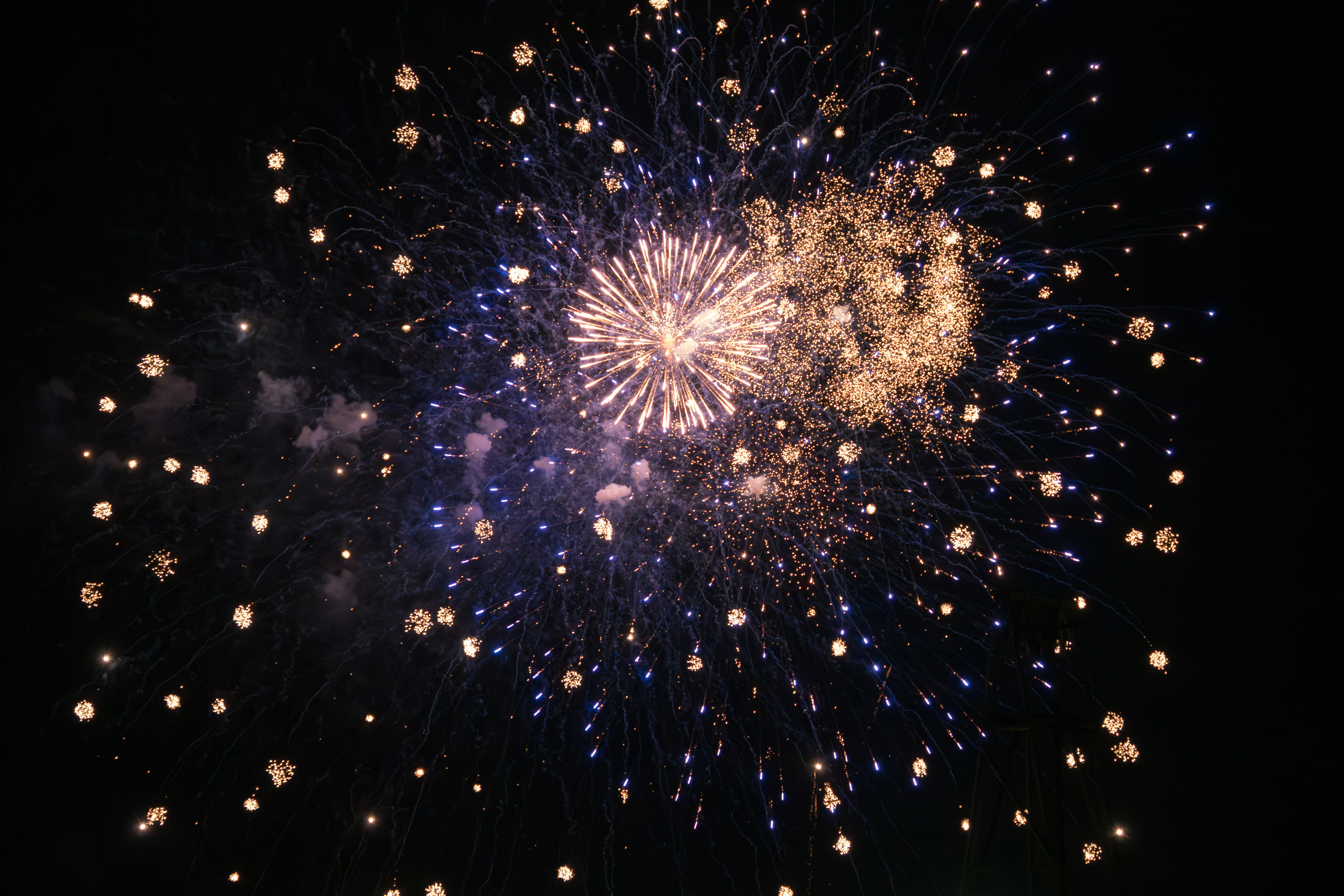 a large fireworks is lit up in the night sky