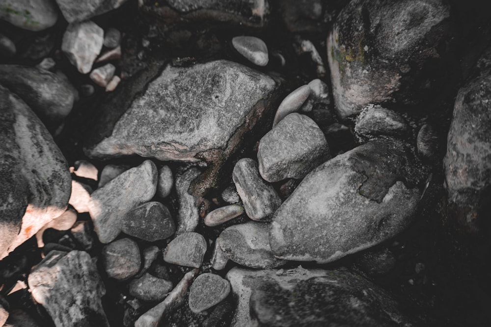 a pile of rocks sitting next to each other