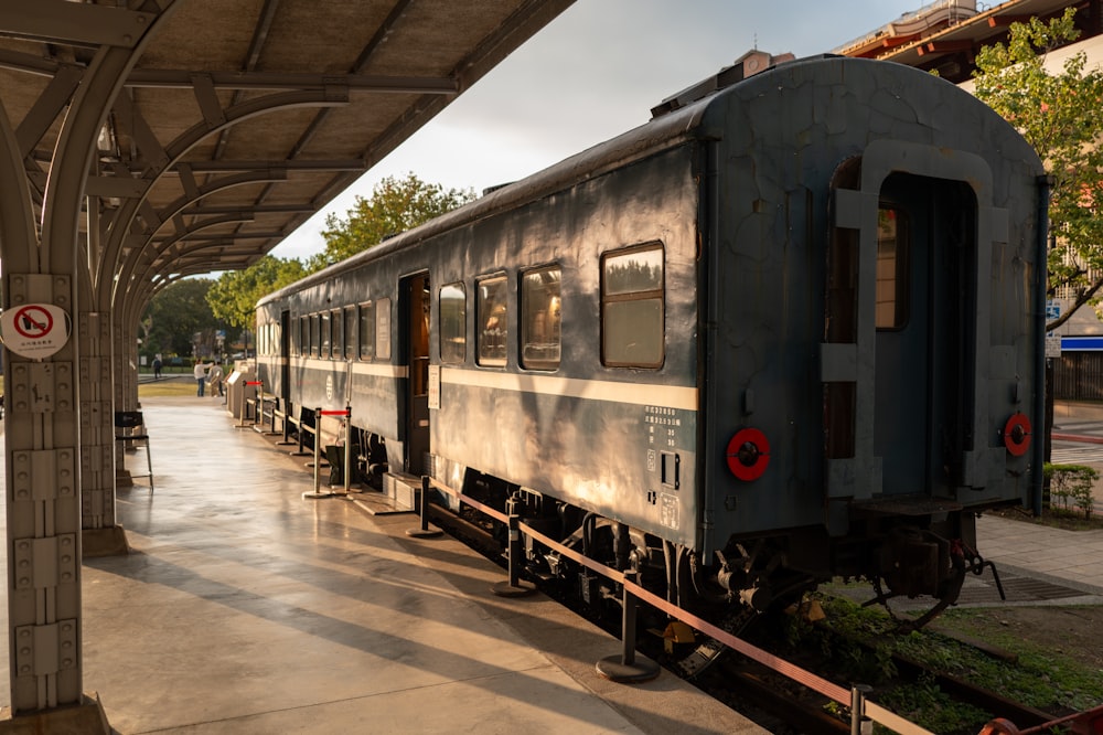 a train is parked at a train station