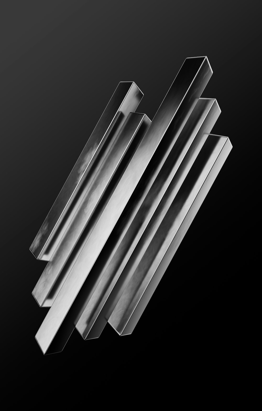 금속 막대의 흑백 사진