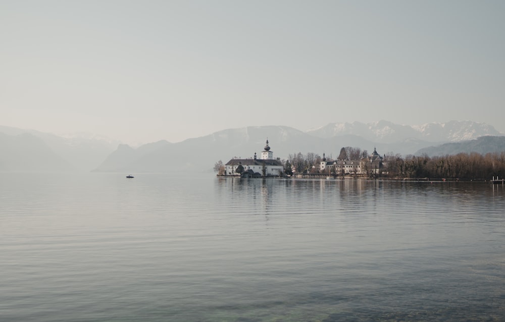 a large body of water surrounded by mountains