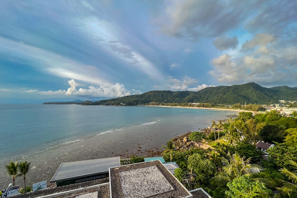 a view of a beach from a high point of view