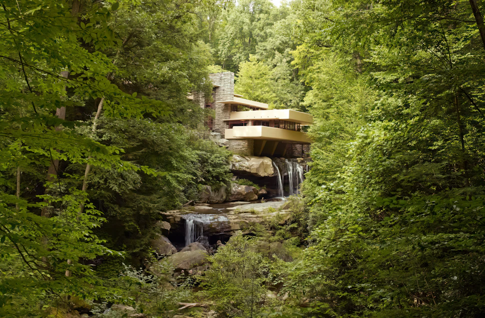 Fallingwater, designed by Frank Lloyd Wright in 1934 in rural southwestern Pennsylvania.