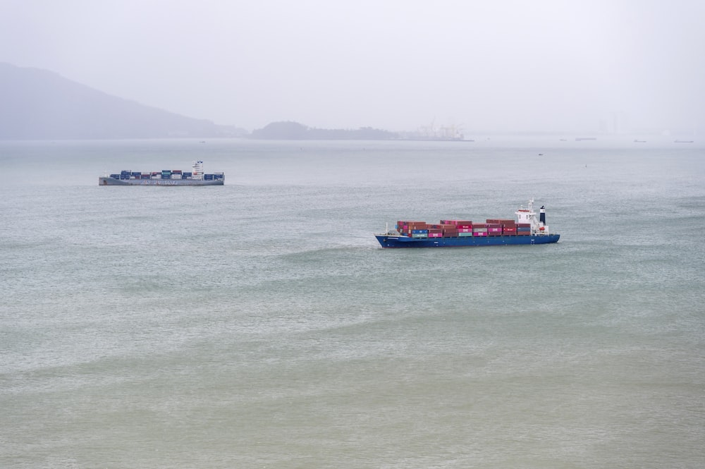 a large boat in the middle of a body of water