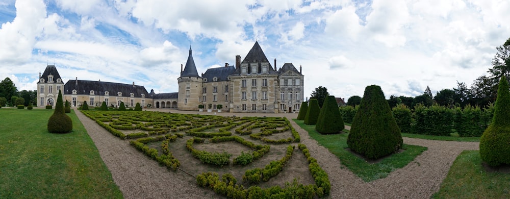 a large castle with a maze in the middle of it