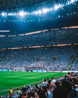 a stadium full of people watching a soccer game