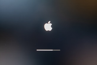 an apple logo is shown on a black background