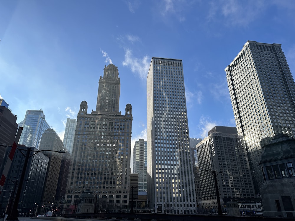 a group of tall buildings sitting next to each other