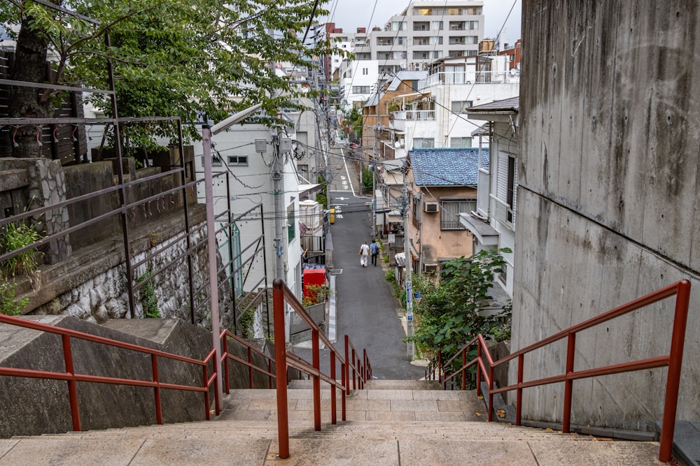 a set of stairs leading up to the top of a building