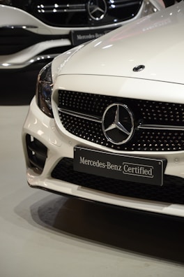 a mercedes benz certified car is on display