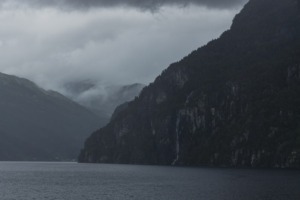 a large body of water surrounded by mountains