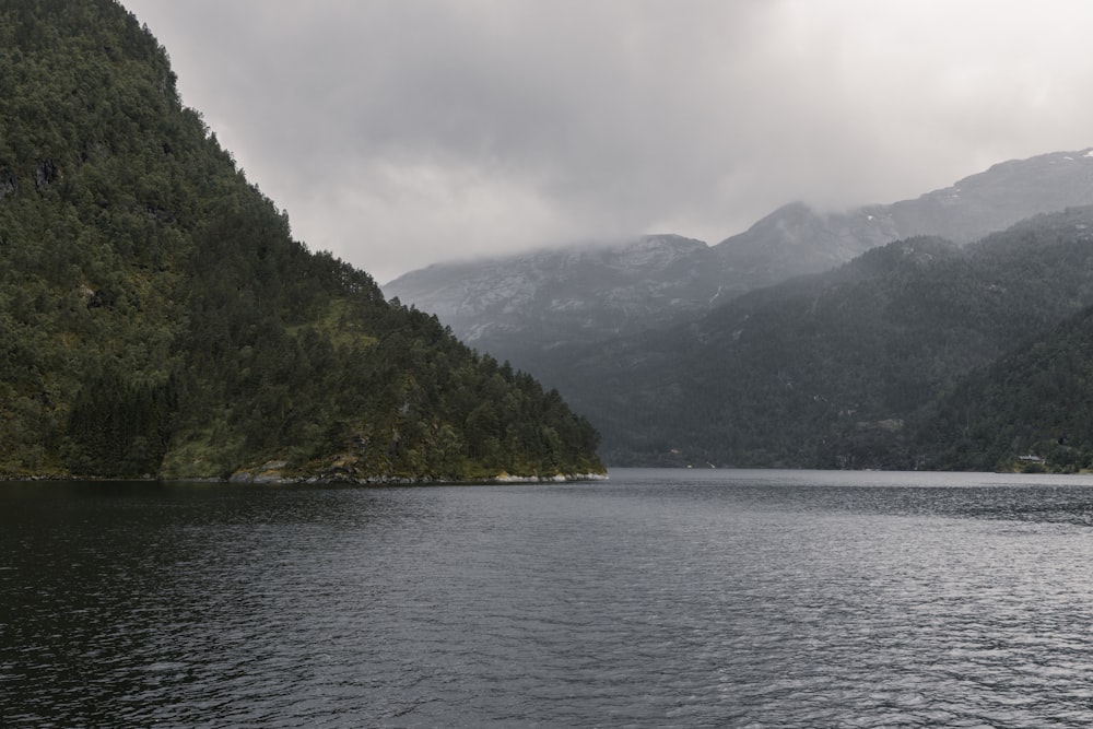 a large body of water surrounded by mountains