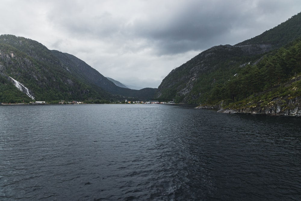 a large body of water surrounded by mountains