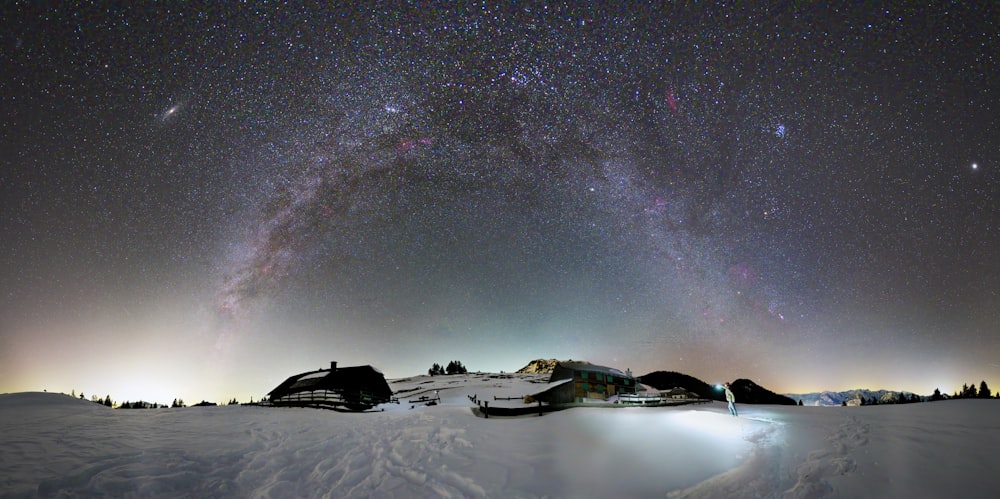 a view of the night sky with the milky in the background