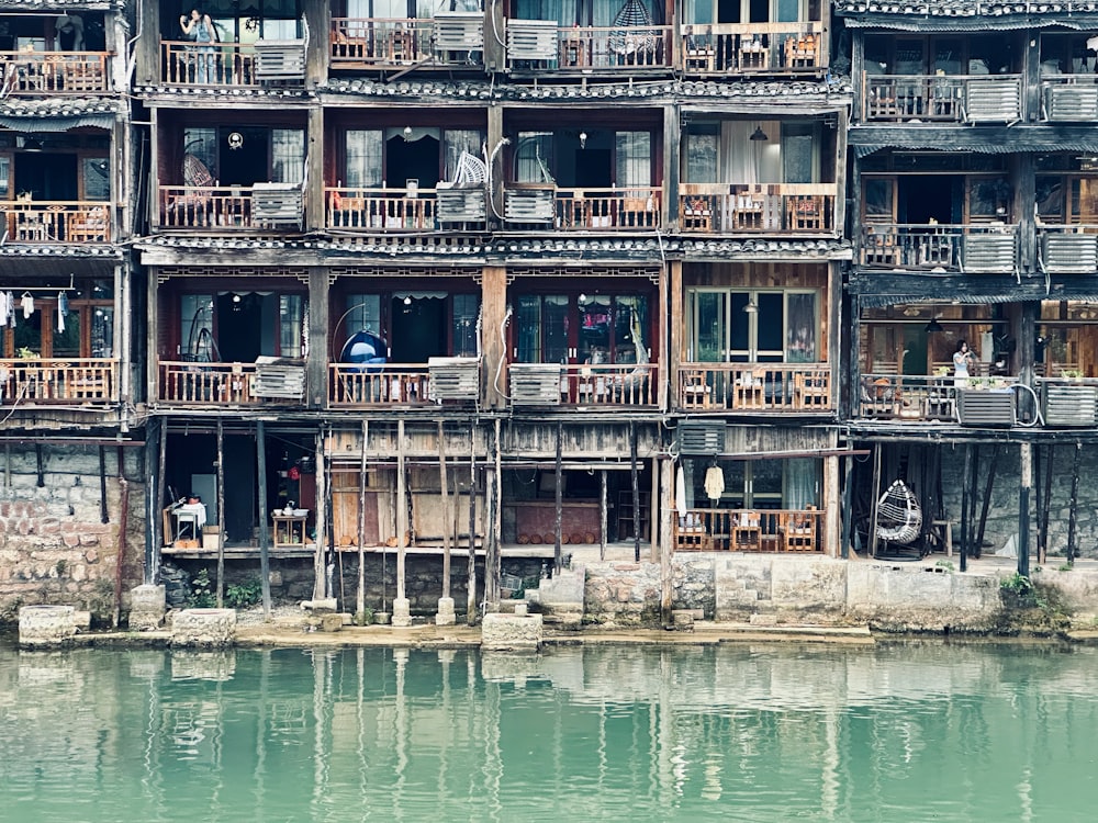 a large building with balconies and balconies on it