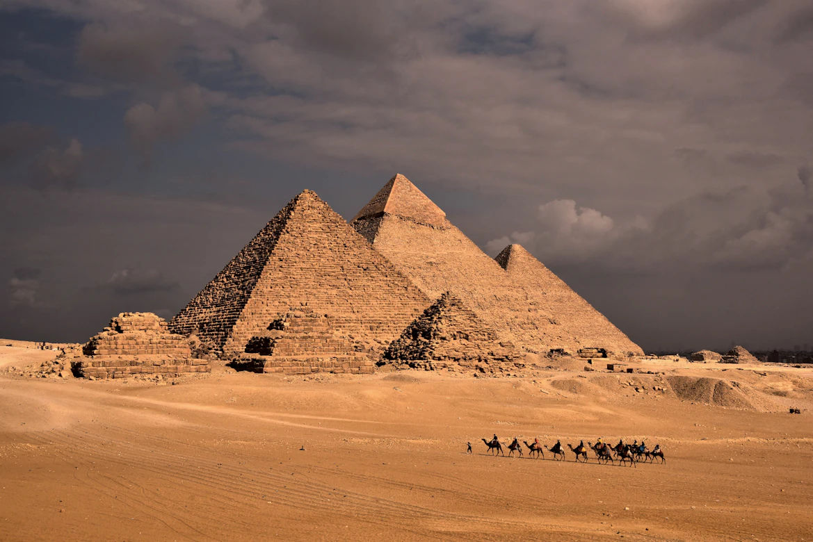 The Great Pyramids of Giza at Sunset